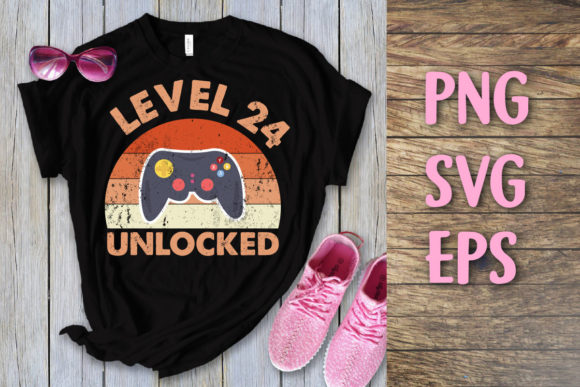 Level 24 Unlocked Vintage Birthday Svg: Graphics for T-Shirt Designs