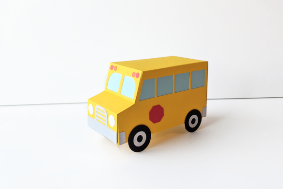 School Bus Gift Box SVG 3D Shapes