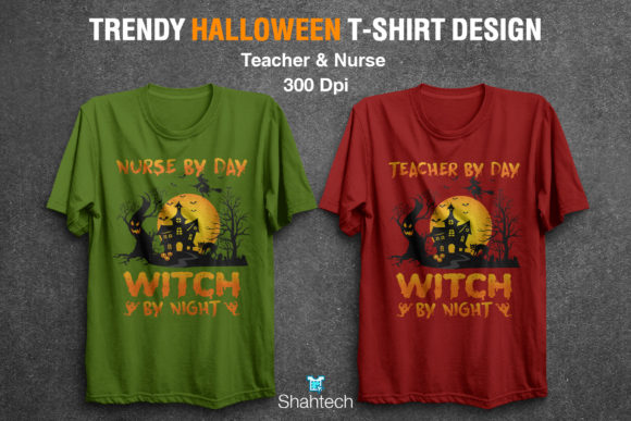 Teacher Nurse Halloween Graphics and T-Shirt Designs